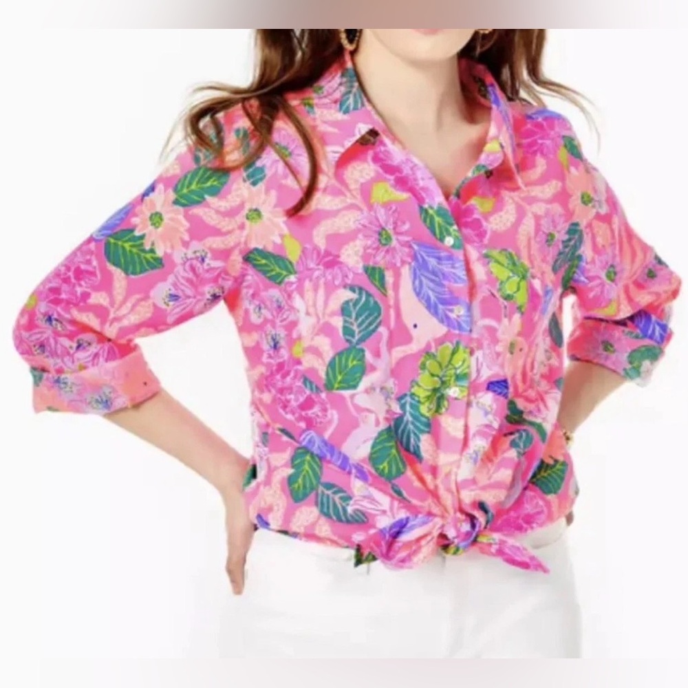 Lilly Pulitzer Sea View Linen Button Down Top Shirt Pink
Isle Best Of Friends XL - Picture 2 of 13